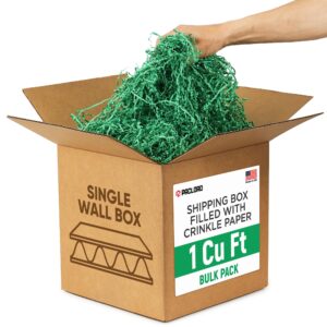 1 Cu Ft Ready to Ship Carton with Green Crinkle Paper Filler, 12x12x12"