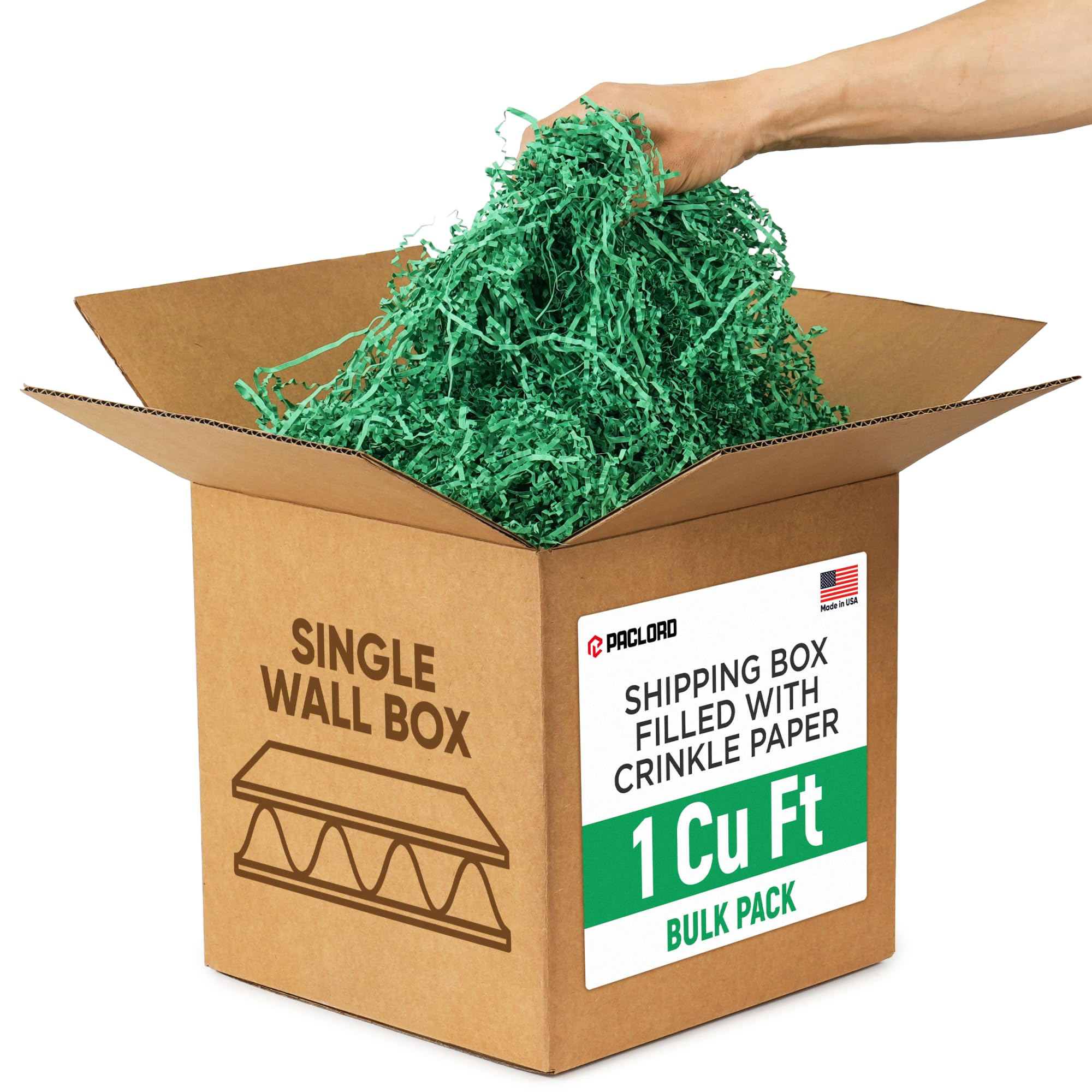813ASu9jYjL.jpg 1 Cu Ft Ready to Ship Carton with Green Crinkle Paper Filler, 12x12x12"