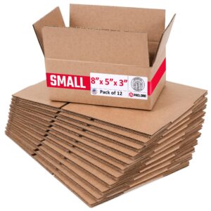 Small Cardboard Boxes 8"L x 5"W x 3"H (Pack of 12) (CB-853-12, B0GMTP74BG)