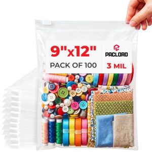 9" x 12" Slider Zip Poly Bags, Pack of 100 (SPB-912-100, B0G6R3RMF2)