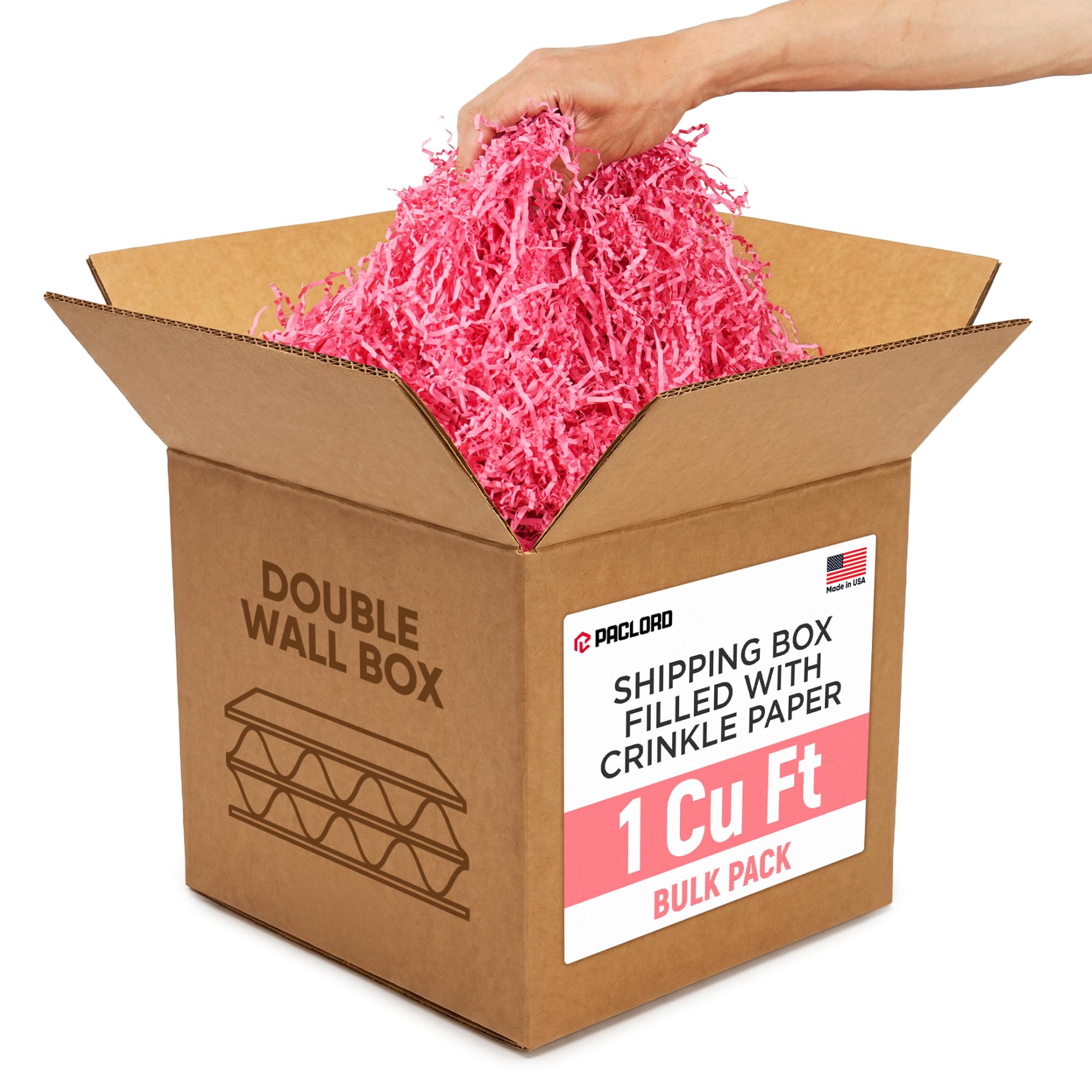 815f4gny34L.jpg 1 Cu Ft Heavy Duty Ready to Ship Carton with Pink Crinkle Paper Filler, 12x12x12"