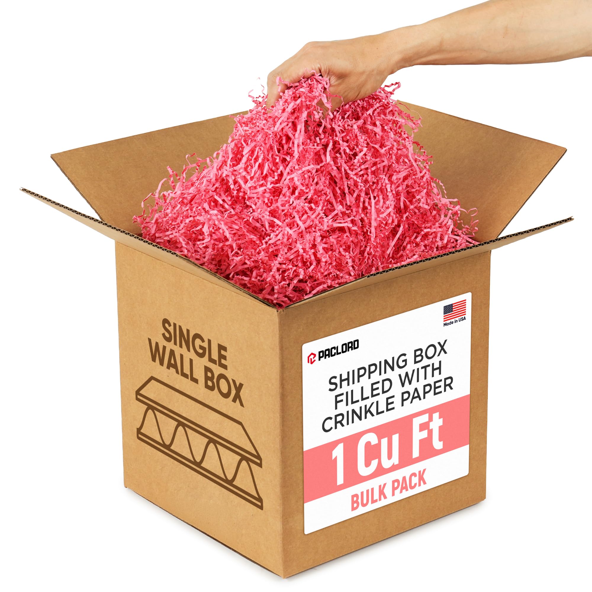816bSzoW0nL.jpg 1 Cu Ft Ready to Ship Carton with Pink Crinkle Paper Filler, 12x12x12"