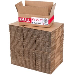 Small Cardboard Boxes 9"L x 5"W x 3"H (Pack of 40) (CB-953-40, B0GMTRV37B)