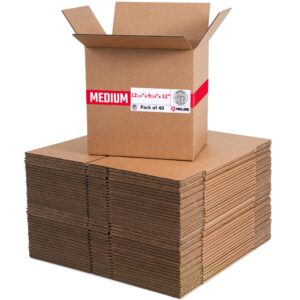 Medium Cardboard Boxes 12 1/4"L x 9 1/4"W x 12"H (Pack of 40) (CB-12912-40, B0GMV6SF1T)
