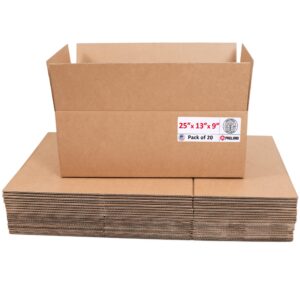 Large Cardboard Boxes 25"L x 13"W x 9"H (Pack of 20) (CB-25139-20, B0GMPNCSX5)