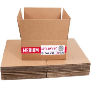Medium Cardboard Boxes 19"L x 19"W x 9"H (Pack of 20) (CB-19199-20, B0GMP96FRQ)