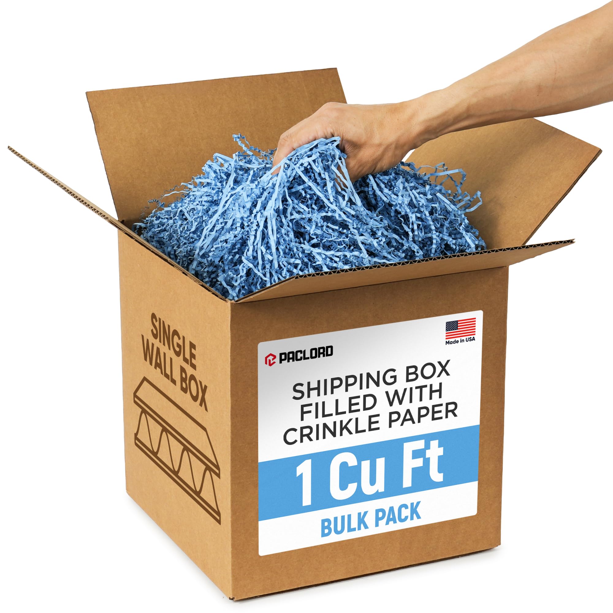 81DFqzzgQjL.jpg 1 Cu Ft Ready to Ship Carton with Light Blue Crinkle Paper Filler, 12x12x12"