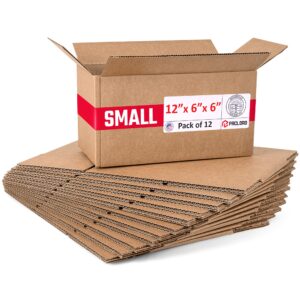 Medium Cardboard Boxes 12"L x 6"W x 6"H (Pack of 12) (CB-1266-12, B0F2VG5HC2)