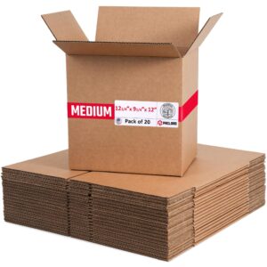Medium Cardboard Boxes 12 1/4"L x 9 1/4"W x 12"H (Pack of 20) (CB-12912-20, B0GMSWFVYH)