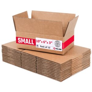Flat Cardboard Boxes 10"L x 6"W x 3"H (Pack of 12) (CB-1063-12, B0GMV74BJS)