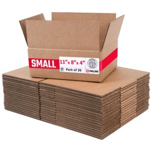 Medium Cardboard Boxes 11"L x 8"W x 4"H (Pack of 20) (CB-1184-20, B0GMTGR9JN)