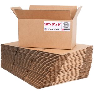 Long Cardboard Boxes 18"L x 9"W x 9"H (Pack of 40) (CB-1899-40, B0GMV6R3GZ)