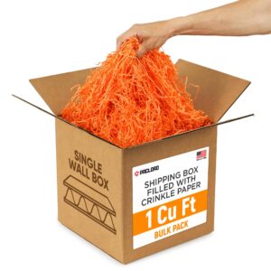 1 Cu Ft Ready to Ship Carton with Orange Crinkle Paper Filler, 12x12x12"