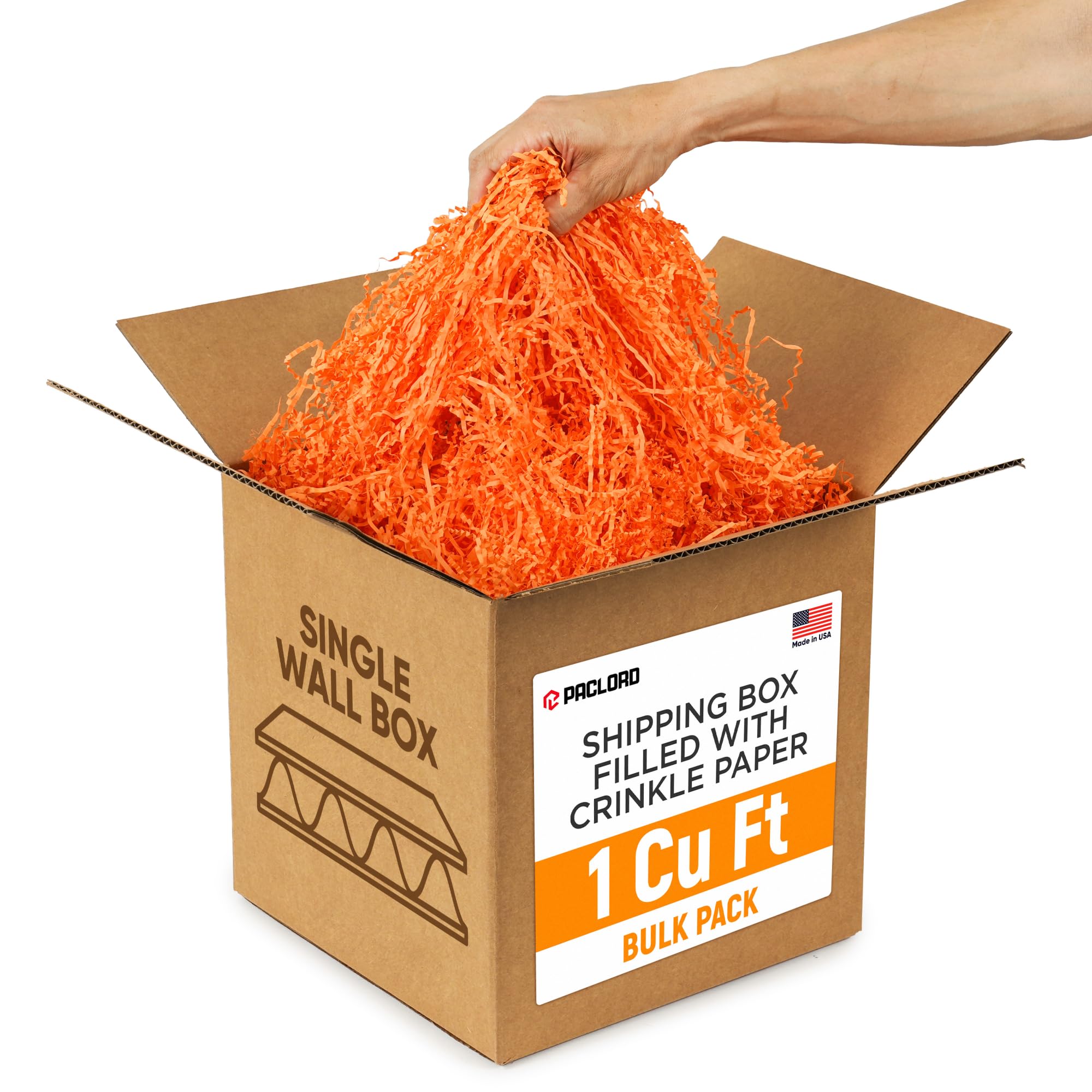 81QlyXlBbcL.jpg 1 Cu Ft Ready to Ship Carton with Orange Crinkle Paper Filler, 12x12x12"