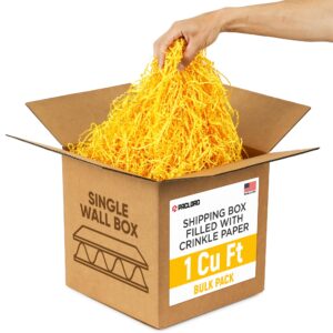 1 Cu Ft Ready to Ship Carton with Yellow Crinkle Paper Filler, 12x12x12"