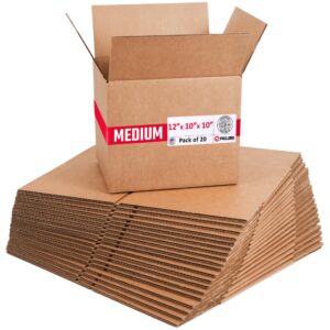 Medium Cardboard Boxes 12"L x 10"W x 10"H (Pack of 20) (CB-121010-20, B0GMSQ4T3G)