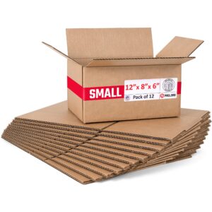 Medium Cardboard Boxes 12"L x 8"W x 6"H (Pack of 12) (CB-1286-12, B0F2VRXMJ3)