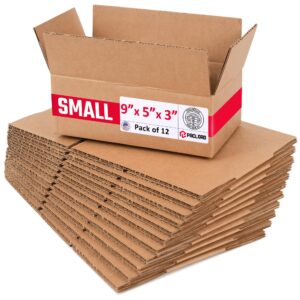 Small Cardboard Boxes 9"L x 5"W x 3"H (Pack of 12) (CB-953-12, B0GMTG8TFM)