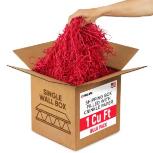 1 Cu Ft Ready to Ship Carton with Red Crinkle Paper Filler, 12x12x12"