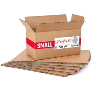 Medium Cardboard Boxes 12"L x 6"W x 6"H (Pack of 6) (CB-1266-6, B0F2VY2B8N)