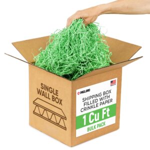 1 Cu Ft Ready to Ship Carton with Light Green Crinkle Paper Filler, 12x12x12"