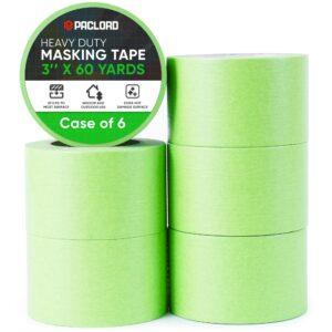 Paclord 3" x 60 Yard Green Painter's Masking Tape, Pack of 6