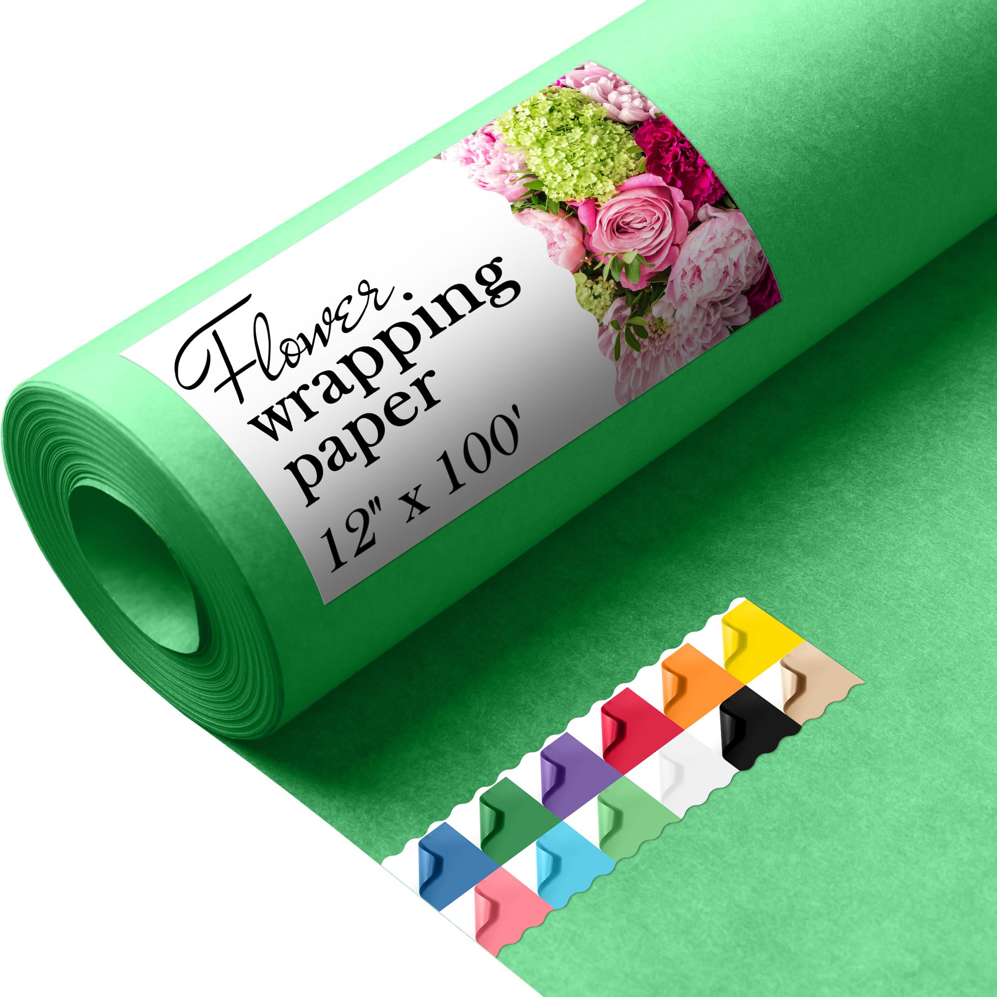 81ZU7vGchTL.jpg Paclord Flower Wrapping Paper, 12" x 1200" (100 ft), 45 lb – Green (FP-12-DG, B0CYVR539D)