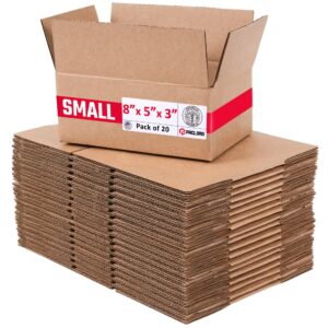 Small Cardboard Boxes 8"L x 5"W x 3"H (Pack of 20) (CB-853-20, B0GMT9X5D3)