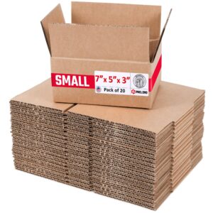 Small Cardboard Boxes 7"L x 5"W x 3"H (Pack of 20) (CB-753-20, B0GMSVY4CK)