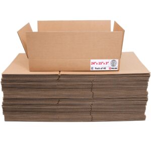 Flat Cardboard Boxes 24"L x 15"W x 3"H (Pack of 40) (CB-24153-40, B0GMPJKMVS)