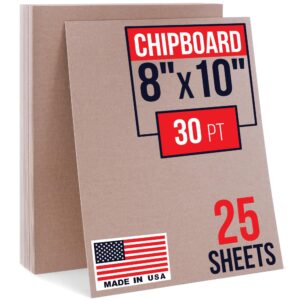 8" x 10" Brown Kraft Chipboard Sheets, 30 Pt Thick, Pack of 25
