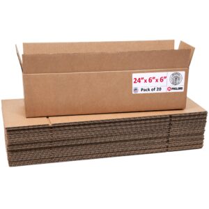 Long Cardboard Boxes 24"L x 6"W x 6"H (Pack of 20) (CB-2466-20, B0GMPF8T4D)
