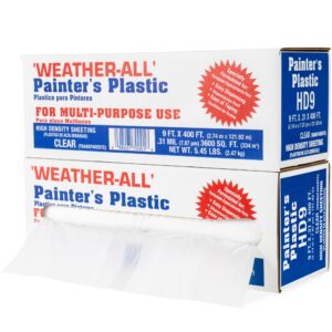 Weather-All Clear Painters Plastic Sheeting 9' x 400', 0.31 Mil, Pack of 2