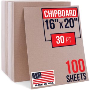 16" x 20" Brown Kraft Chipboard Sheets, 30 Pt Thick, Pack of 100