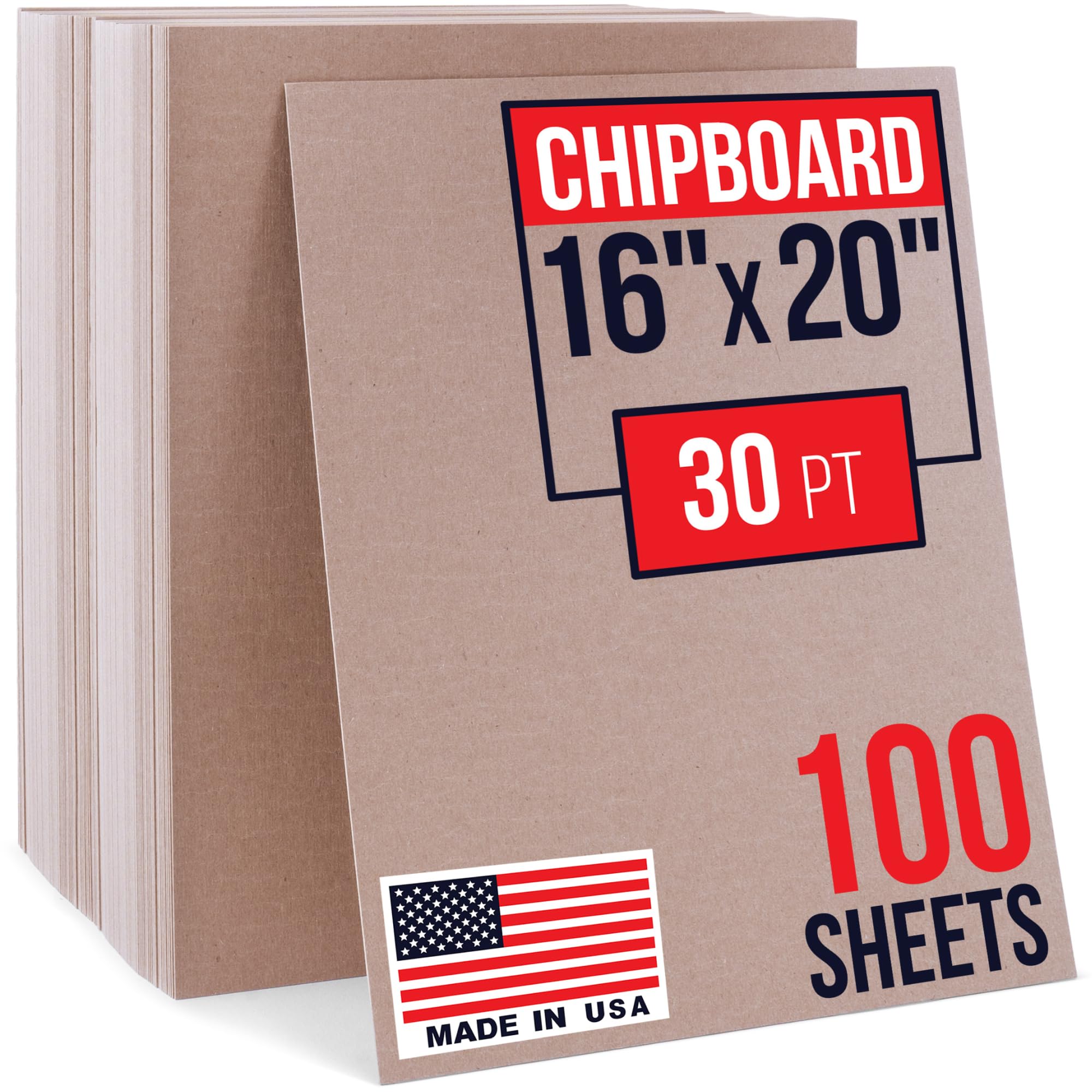 81eZplMvl9L.jpg 16" x 20" Brown Kraft Chipboard Sheets, 30 Pt Thick, Pack of 100