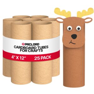 Paclord 4" x 12" Cardboard Mailing Tubes for Crafts, Pack of 25