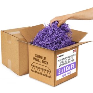 2 x 1 Cu Ft Ready to Ship Cartons with Lilac Crinkle Paper Filler, 12x12x12", Single Wall Boxes (CP-LI-2xCU, B0GSCY8PDW)