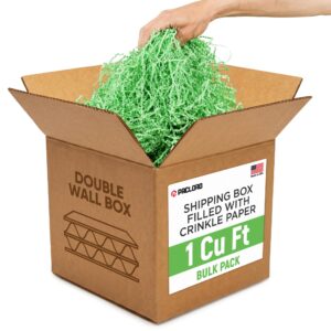 1 Cu Ft Heavy Duty Ready to Ship Carton with Light Green Crinkle Paper Filler, 12x12x12"