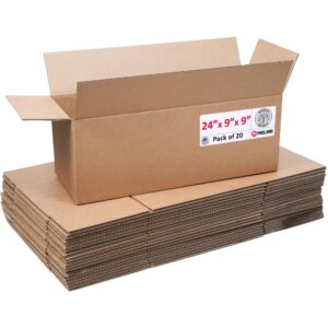 Long Cardboard Boxes 24"L x 9"W x 9"H (Pack of 20) (CB-2499-20, B0GMP9JQTZ)