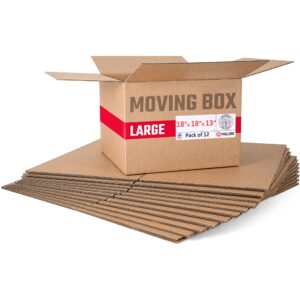 Medium Cardboard Boxes 18"L x 18"W x 13"H (Pack of 12) (CB-181813-12, B0F2VM33H9)