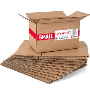 Medium Cardboard Boxes 10"L x 6"W x 6"H (Pack of 12) (CB-1066-12, B0F2VNZ173)