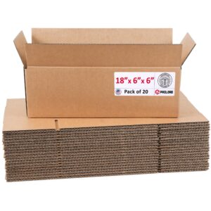 Medium Cardboard Boxes 18"L x 6"W x 6"H (Pack of 20) (CB-1866-20, B0GMP82VJV)