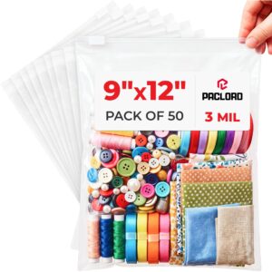 9" x 12" Slider Zip Poly Bags, Pack of 50 (SPB-912-50, B0G6Q2RHT4)