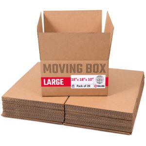 Medium Cardboard Boxes 18"L x 18"W x 10"H (Pack of 20) (CB-181810-20, B0GMT5WB3R)
