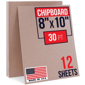8" x 10" Brown Kraft Chipboard Sheets, 30 Pt Thick, Pack of 12
