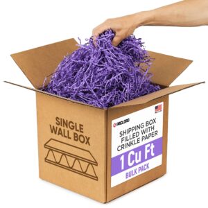 1 Cu Ft Ready to Ship Carton with Lilac Crinkle Paper Filler, 12x12x12"