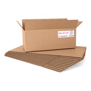 Long Cardboard Boxes 24"L x 9"W x 9"H (Pack of 12) (CB-2499-12, B0F2W2XXLX)