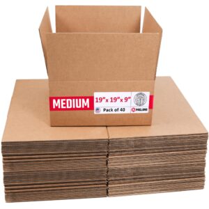 Medium Cardboard Boxes 19"L x 19"W x 9"H (Pack of 40) (CB-19199-40, B0GMPDHMMZ)