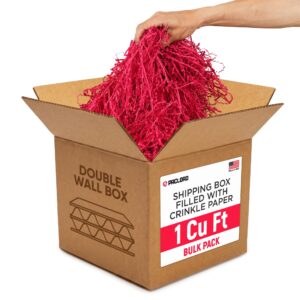 1 Cu Ft Heavy Duty Ready to Ship Carton with Red Crinkle Paper Filler, 12x12x12"