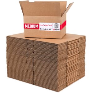 Medium Cardboard Boxes 11 1/2"L x 8 3/4"W x 6"H (Pack of 40) (CB-1186-40, B0GMTNT8R7)